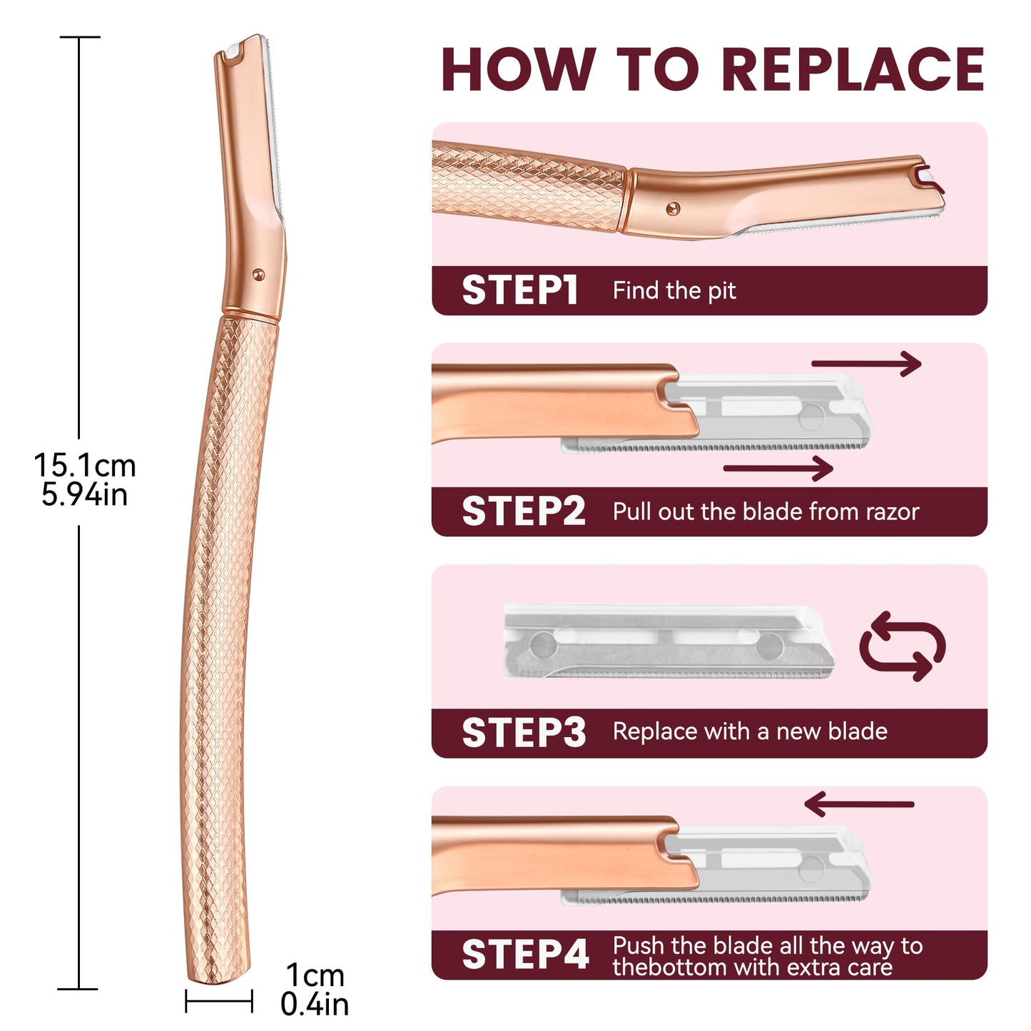 Derloyo Dermaplane Razor for Women Face, 12 Refill Blades, Rose Gold Beauty and Personal Care derloyo