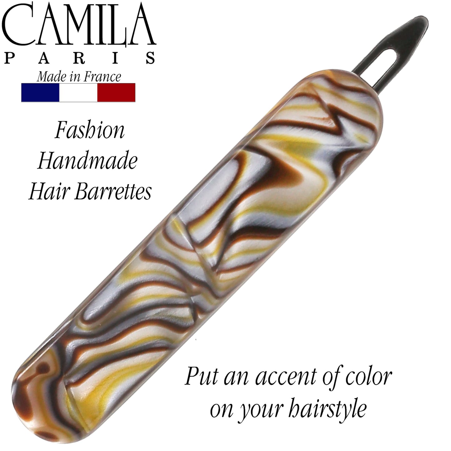 Camila Paris CP2818 French Hair Barrette Clip for Girls, Handmade, Onyx, Metal-Free Closure Strong Hold Grip Hair Clips for Women, No Slip and Durable Beauty & Personal Care Camila