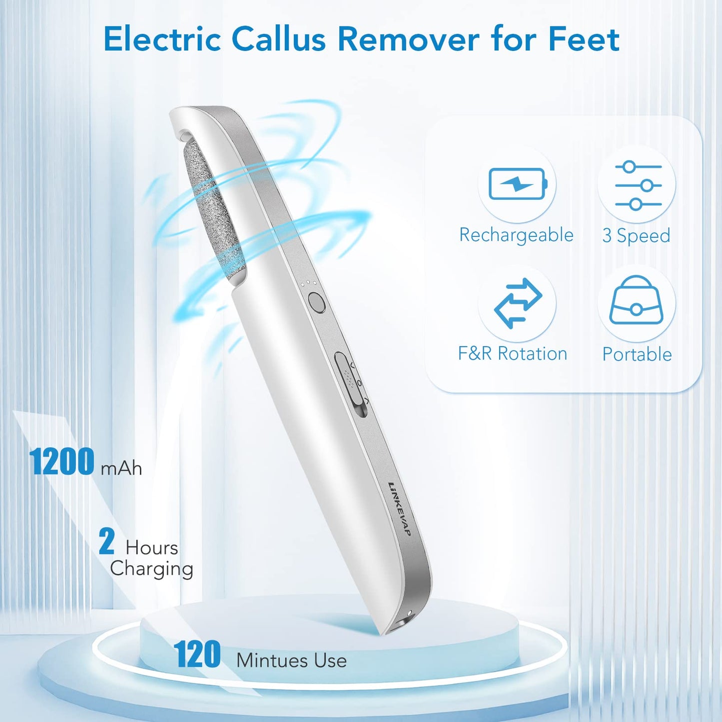 LINKEVAP Electric Callus Remover for Feet, Professional Pedicure Kit Foot Scrubber for Dry, Dead, Cracked, Hard Skin, at Home Feet Spa Care Kit Beauty & Personal Care LINKEVAP