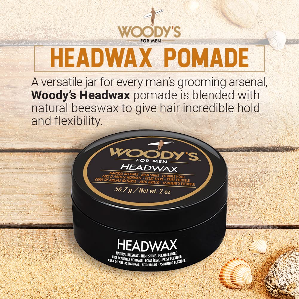 Woody's Headwax Pomade for Men - High Hold Hair Clay, Natural Beeswax Styling Wax, Matte Finish, Flexible Hold, Texturizing Pomade for All Hair Types Beauty & Personal Care Woody's