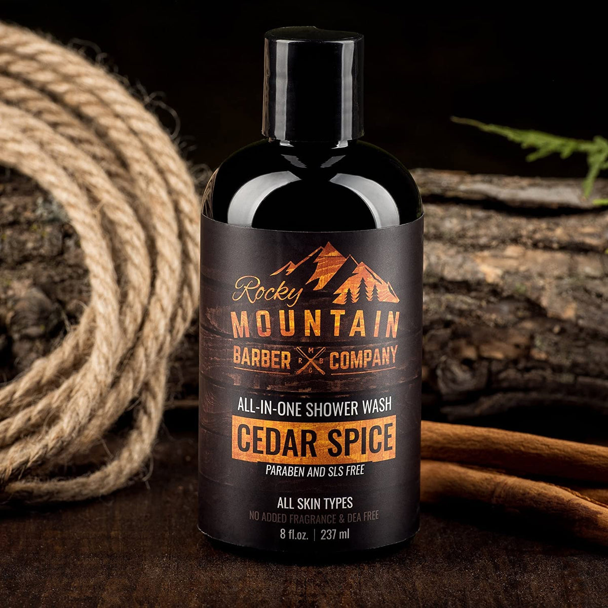 Rocky Mountain Barber Company Cedar Spice All-In-One Body Wash - Shampoo, Body Wash, Conditioner, Face Wash & Beard Wash with Essential Oils - 8 oz Beauty & Personal Care Rocky Mountain Barber Company