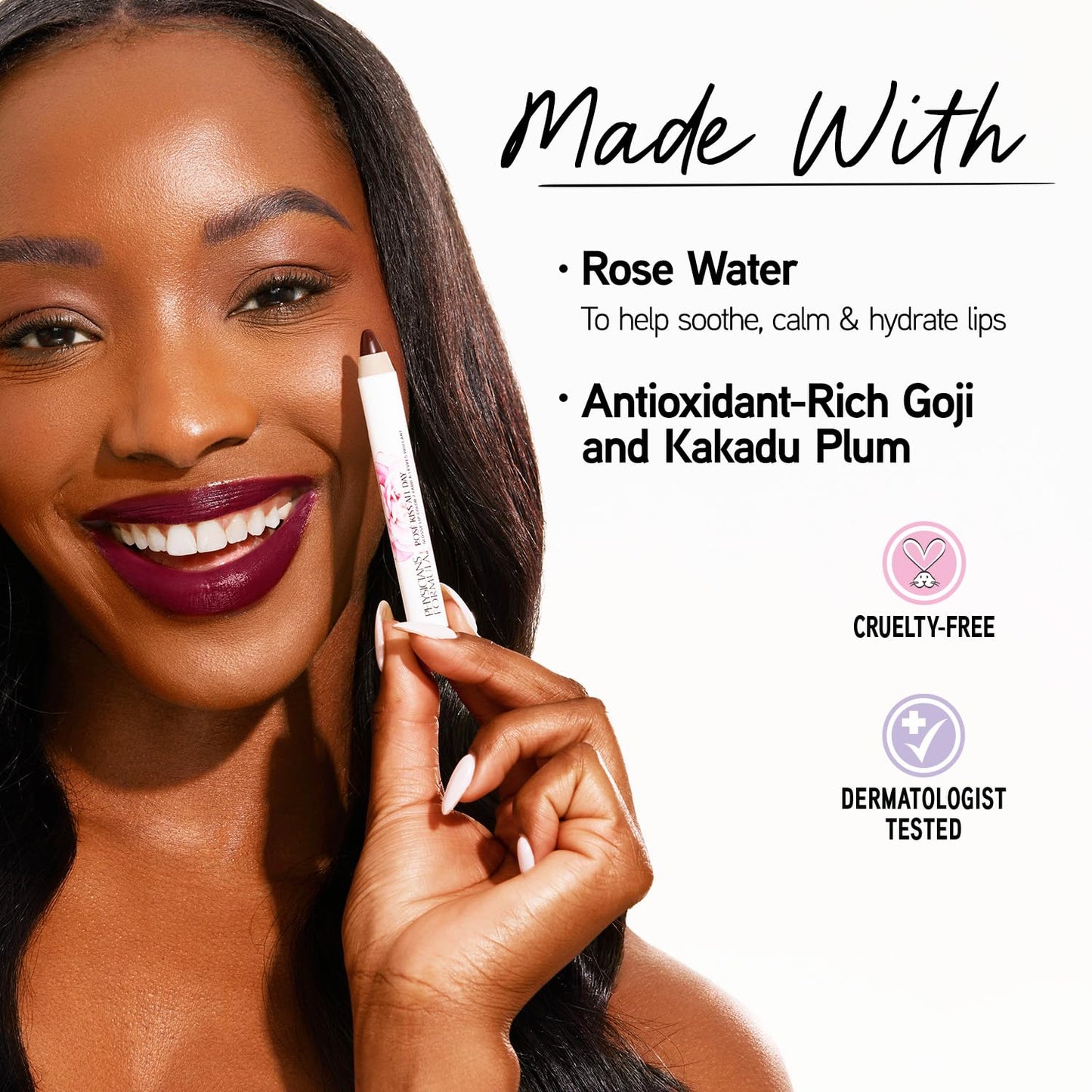 Physicians Formula Rosé Kiss All Day Glossy Lipstick Lip Color Makeup, Red Xoxo | Dermatologist Tested, Clinicially Tested Beauty & Personal Care Physicians Formula