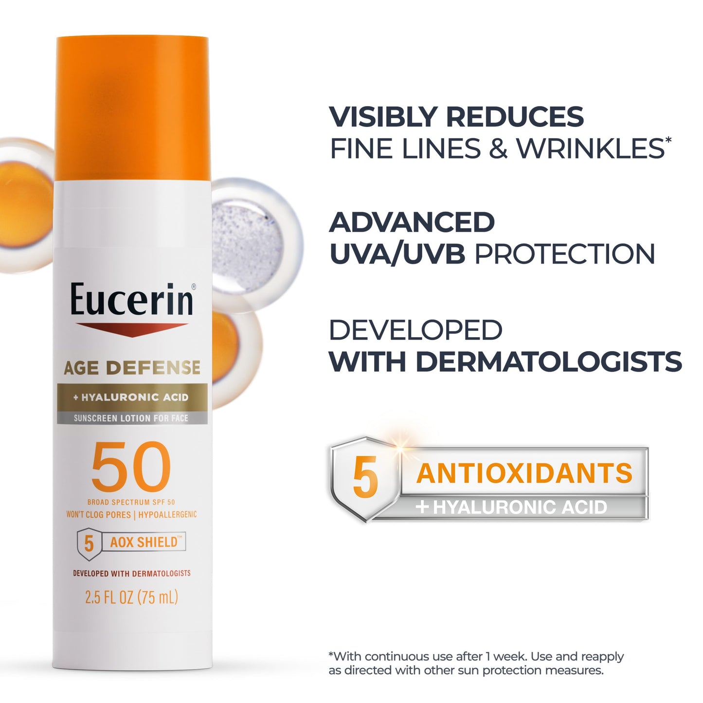 Eucerin Sun Age Defense Face Sunscreen Lotion SPF 50, 2.5 FL OZ Beauty and Personal Care Eucerin
