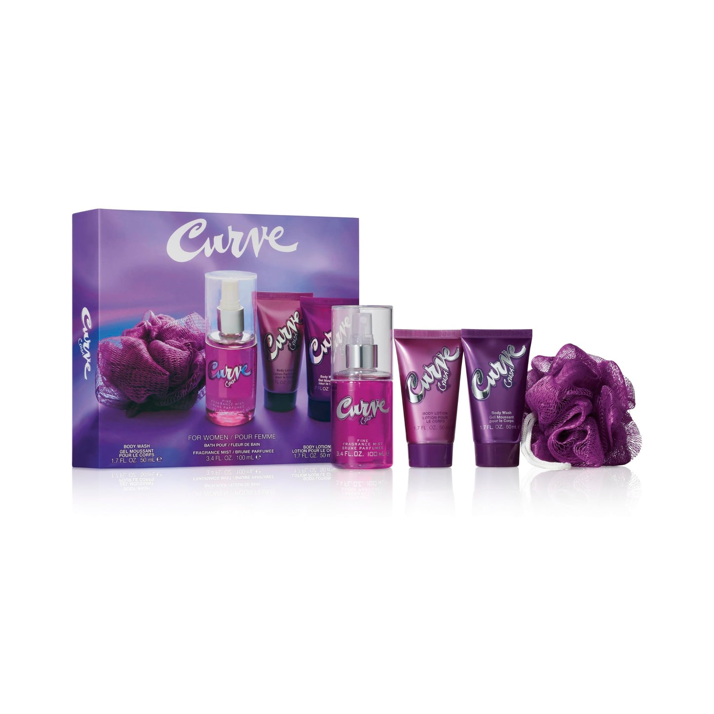 Curve Crush for Women Perfume Fragrance Set, Body Wash & Lotion, Fragrance Mist and Loofa, Day or Night Scent, 4 Piece Set Beauty & Personal Care Curve