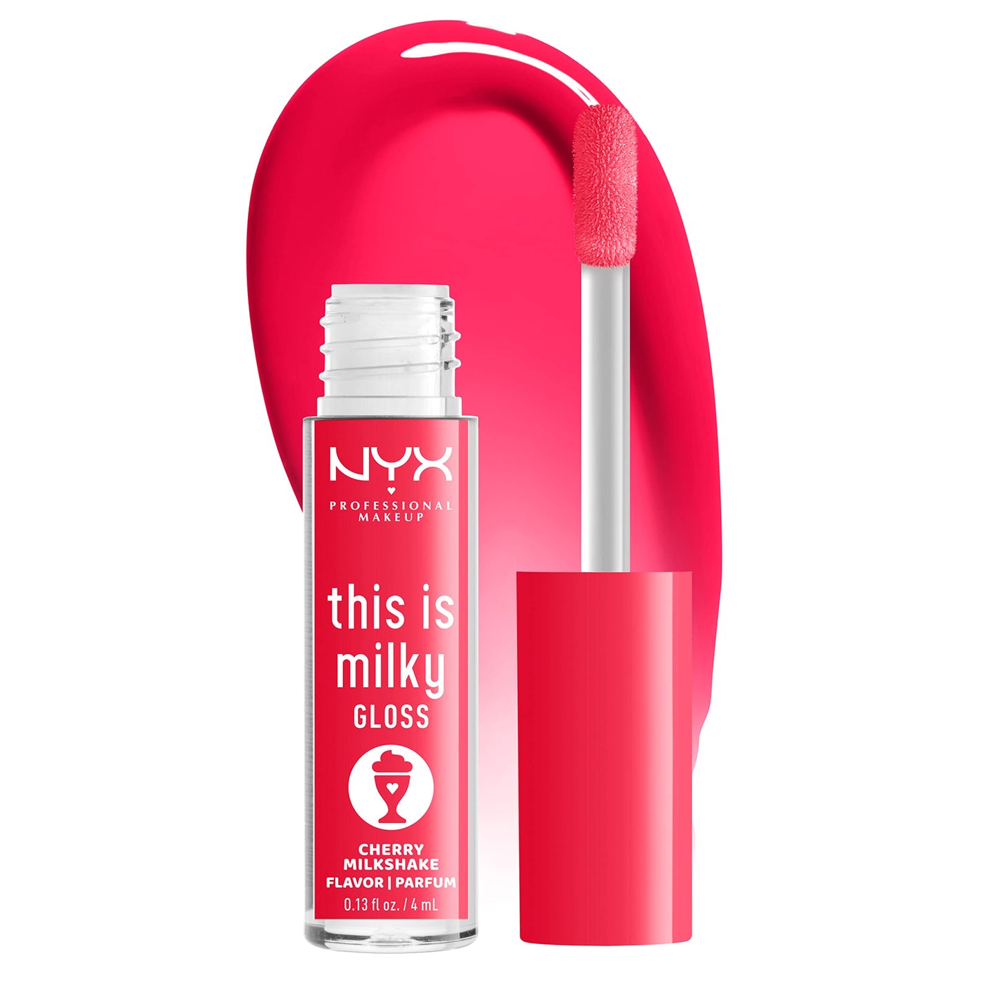 NYX PROFESSIONAL MAKEUP This Is Milky Gloss, Lip Gloss with 12 Hour Hydration, Vegan - Cherry Milkshake (Cherry Pink) Beauty & Personal Care NYX PROFESSIONAL MAKEUP