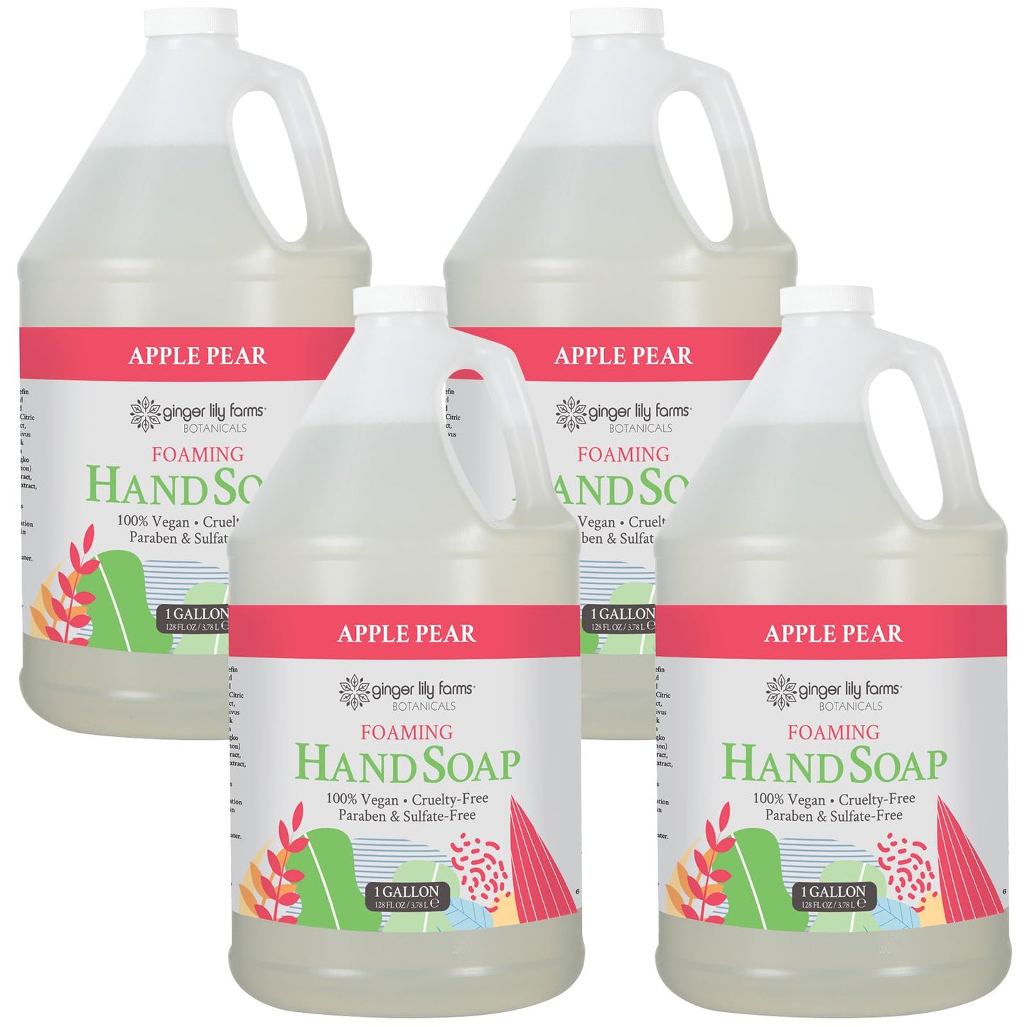 Ginger Lily Farms Botanicals All-Purpose Foaming Hand Soap Refill, 100% Vegan & Cruelty-Free, Apple Pear Scent, 1 Gallon (Pack of 4) Beauty & Personal Care Ginger Lily Farms
