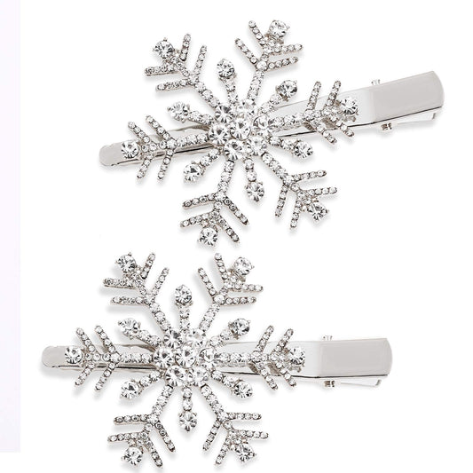 HZEYN Christmas Snowflake Hair Clips Winter Holiday Jewlry Big Crystal Snowflake Hairpin Barrette Wedding Bridal Hair Accessories (Silver) Beauty & Personal Care HZEYN