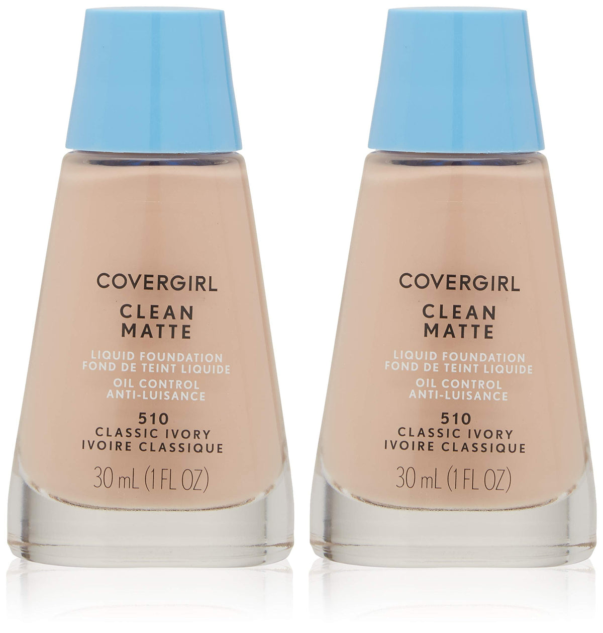 CoverGirl Clean Oil Control Liquid Makeup, Classic Ivory (W) 510, 1.0-Ounce Bottles (Pack of 2) Beauty & Personal Care COVERGIRL