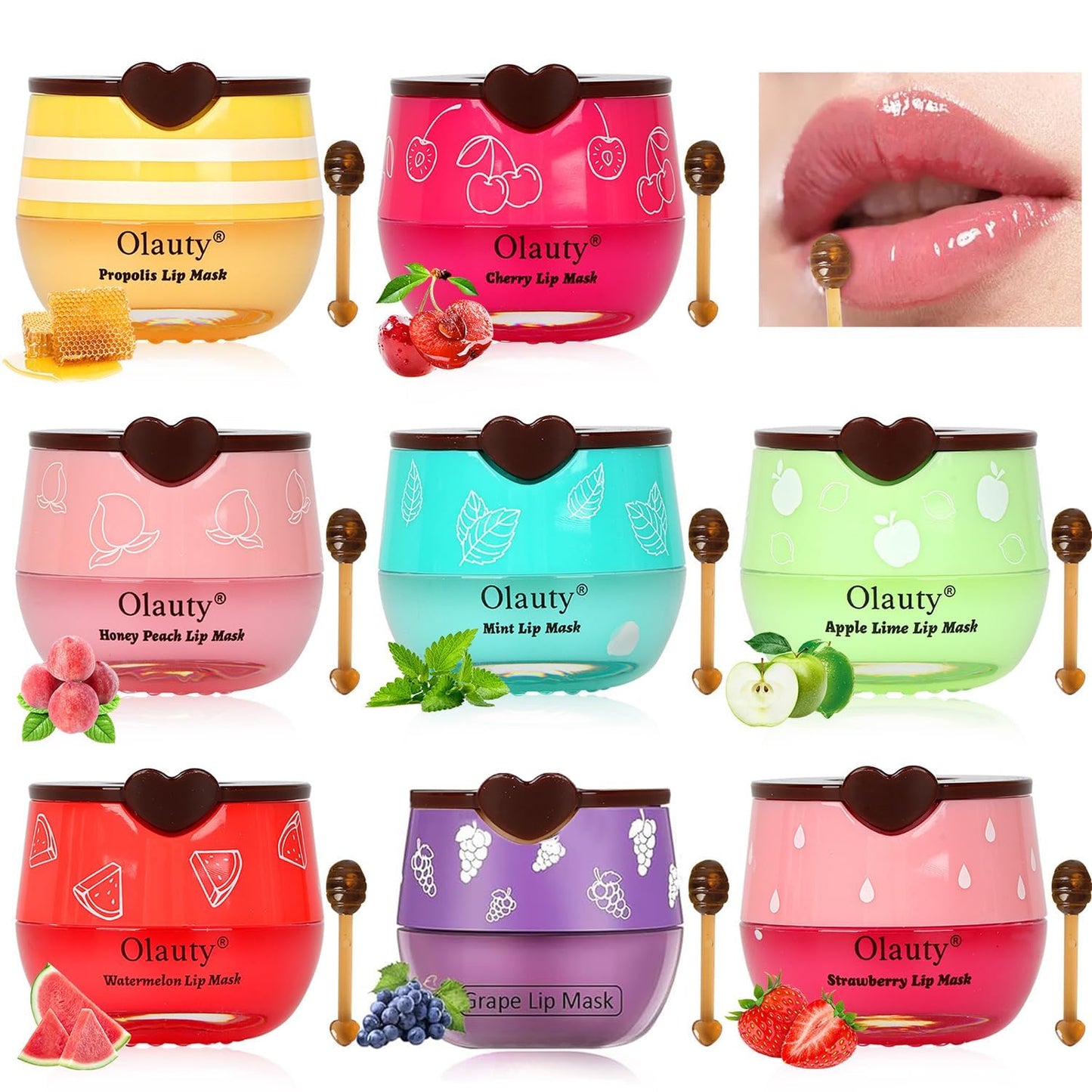 8 PCS Honey Balm Lip Balm, Honeybalm, Strawberry, Watermelon, Apple, Lime, Cherry, Mint, Grapes & Peach Flavors, Prevention Dry & Cracked Lip Scrubs Beauty and Personal Care ZARICS