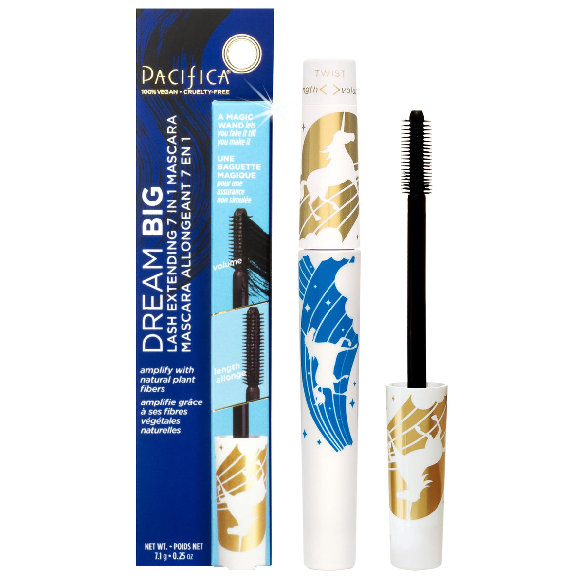Pacifica Dream Big Mascara - Black Magic 7-in-1 Lash Extending Mascara, Twist-Adjust Brush for Length & Volume, Lash Serum Infused, Vegan Beauty & Personal Care Pacifica