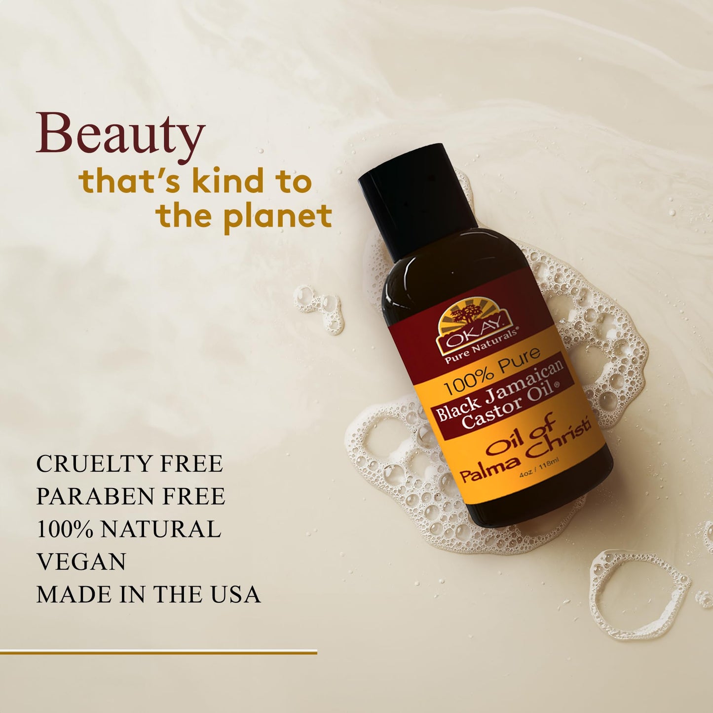 OKAY Pure Naturals Black Jamaican Castor Oil - Castor Oil for Hair Growth, Moisture for Skin, Face, Scalp, Eyelashes, Eyebrows, Hair Oil for Men Beauty & Personal Care OKAY