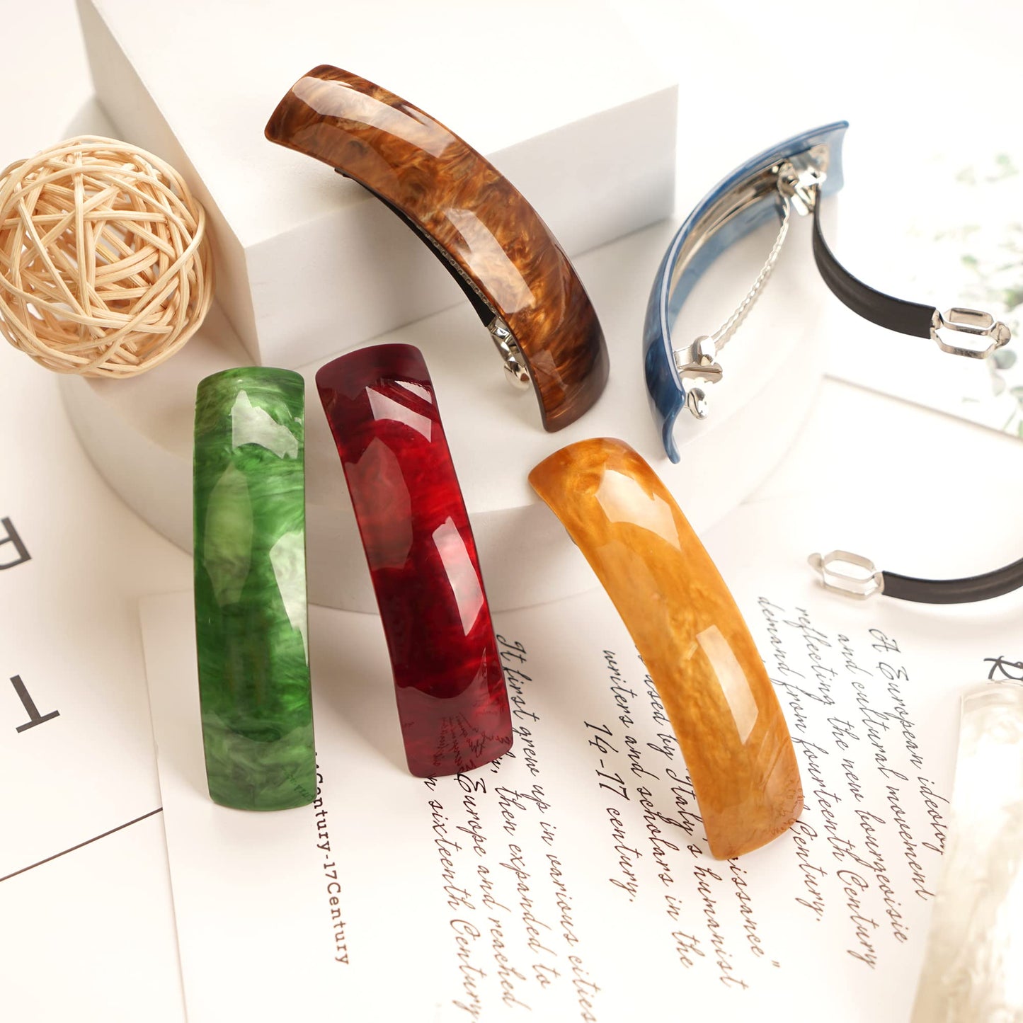 12pcs Retro Acrylic Hair Barrettes Automatic Large Hair Clip Elegant French Design Barrettes for Women Ladies (Retro Color) Beauty & Personal Care DealEachDay