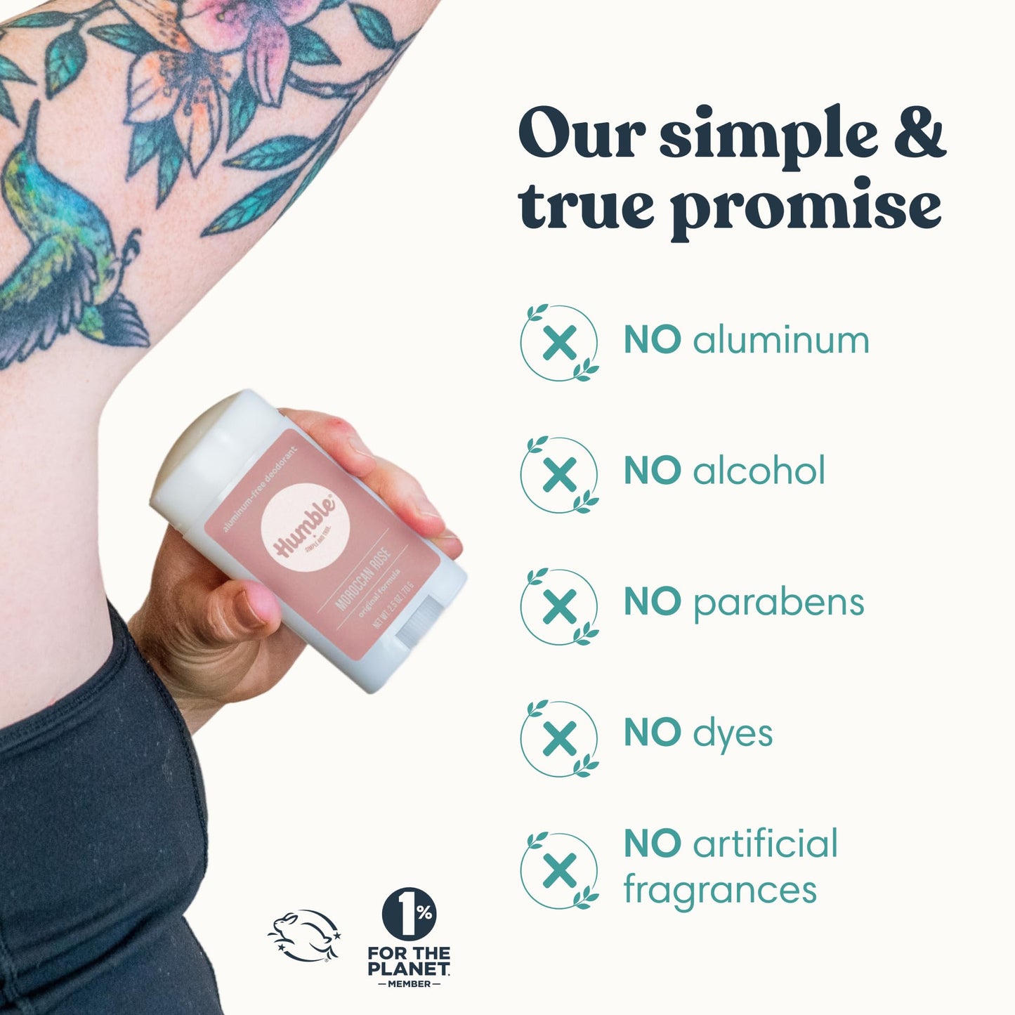 Humble Aluminum-Free Deodorant for Women & Men, Moroccan Rose - Clean & Fresh Natural Deodorant Stick with Essential Oils for Long-Lasting Odor Beauty and Personal Care HUMBLE SIMPLE AND TRUE.