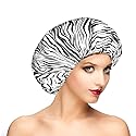 Fishent Shower Cap, Large Shower Caps for Women Reusable Double Layer Waterproof, Adjustable Extra Large Shower Cap for Long Hair and Braids?Zebra Beauty & Personal Care Fishent