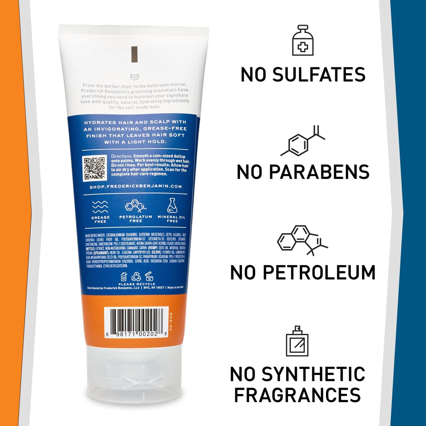 Frederick Benjamin Daily Hydrator, Hydrating Hair Cream with Light Hold, Natural Hair Moisturizer for Men, Hydrates & Replenishes Dry, Itchy Scalp Beauty & Personal Care Frederick Benjamin