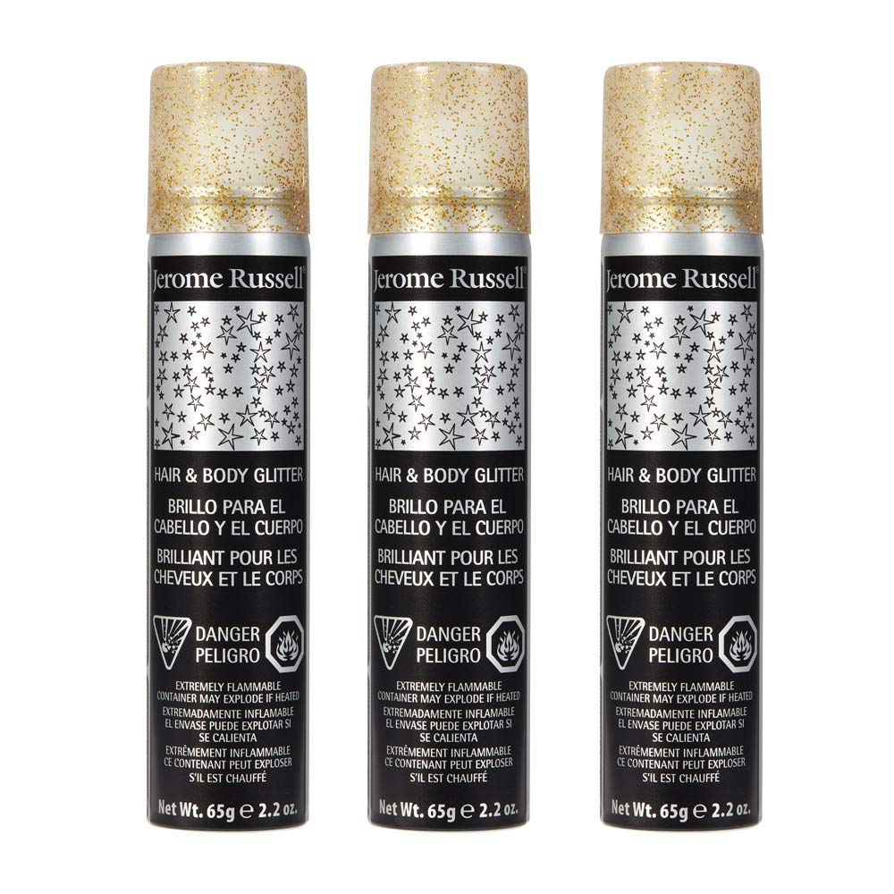 Jerome Russell Temporary Hair and Body Glitter Color Spray, Travel Spray, Lightweight, Adds Sparkly Shimmery Glow, Perfect to use On Hair, Skin, or Beauty & Personal Care Jerome Russell