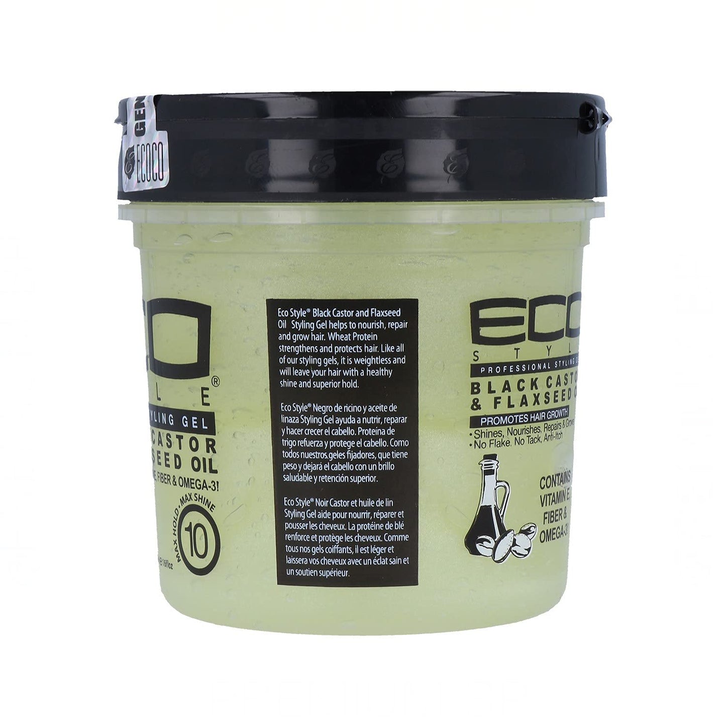 Ecoco Eco Style Gel - Black Castor Flaxseed Oil - Long Lasting Shine - Nourishes And Repairs Damaged Hair - Promotes Healthy Scalp - Provides Superior Beauty & Personal Care Eco Style