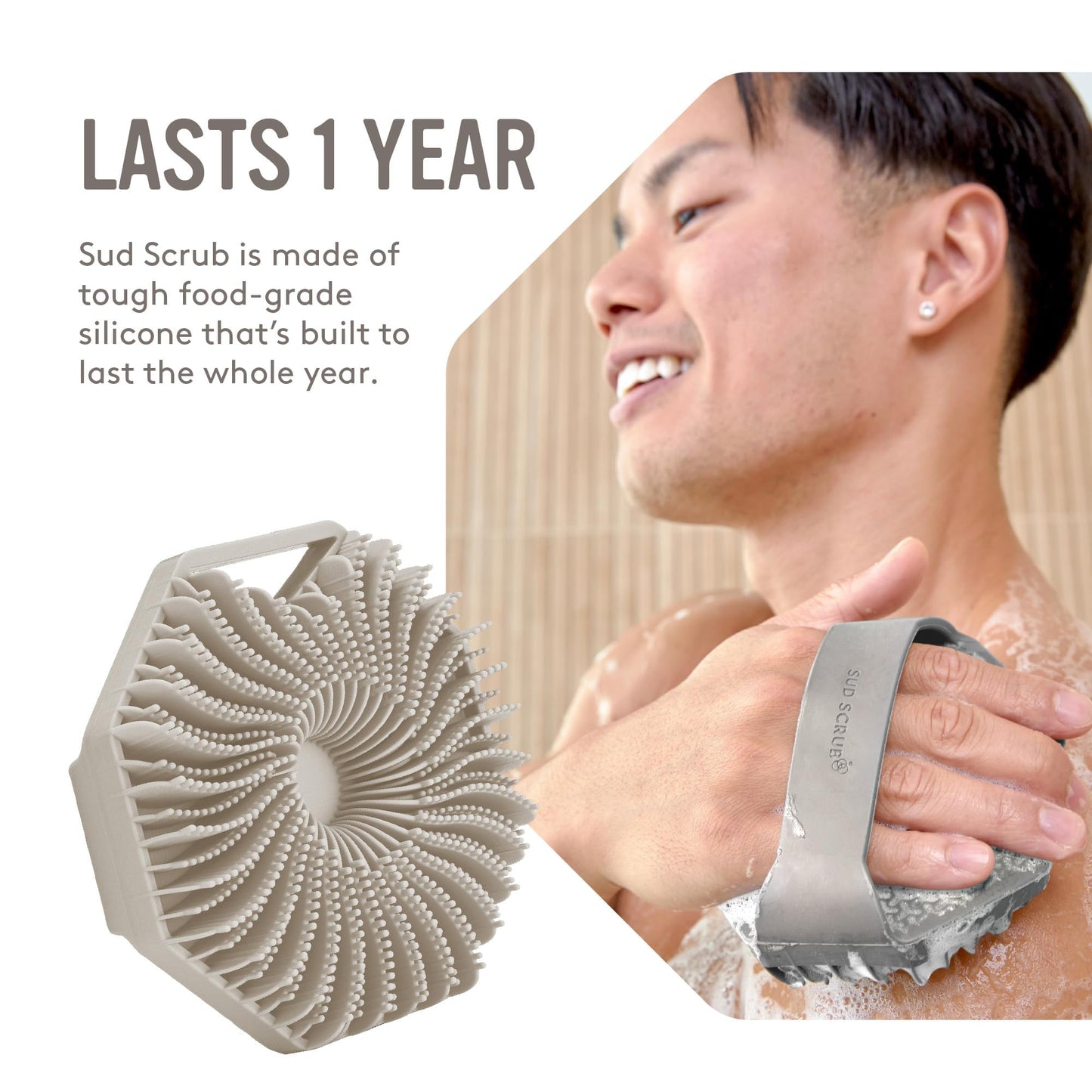 Sud Scrub® Antimicrobial Silicone Body Scrubber, Exfoliating Body Scrubber for Sensitive Skin, Eco Friendly Shower Scrubber for Body, Silicone Body Beauty & Personal Care Sud Scrub