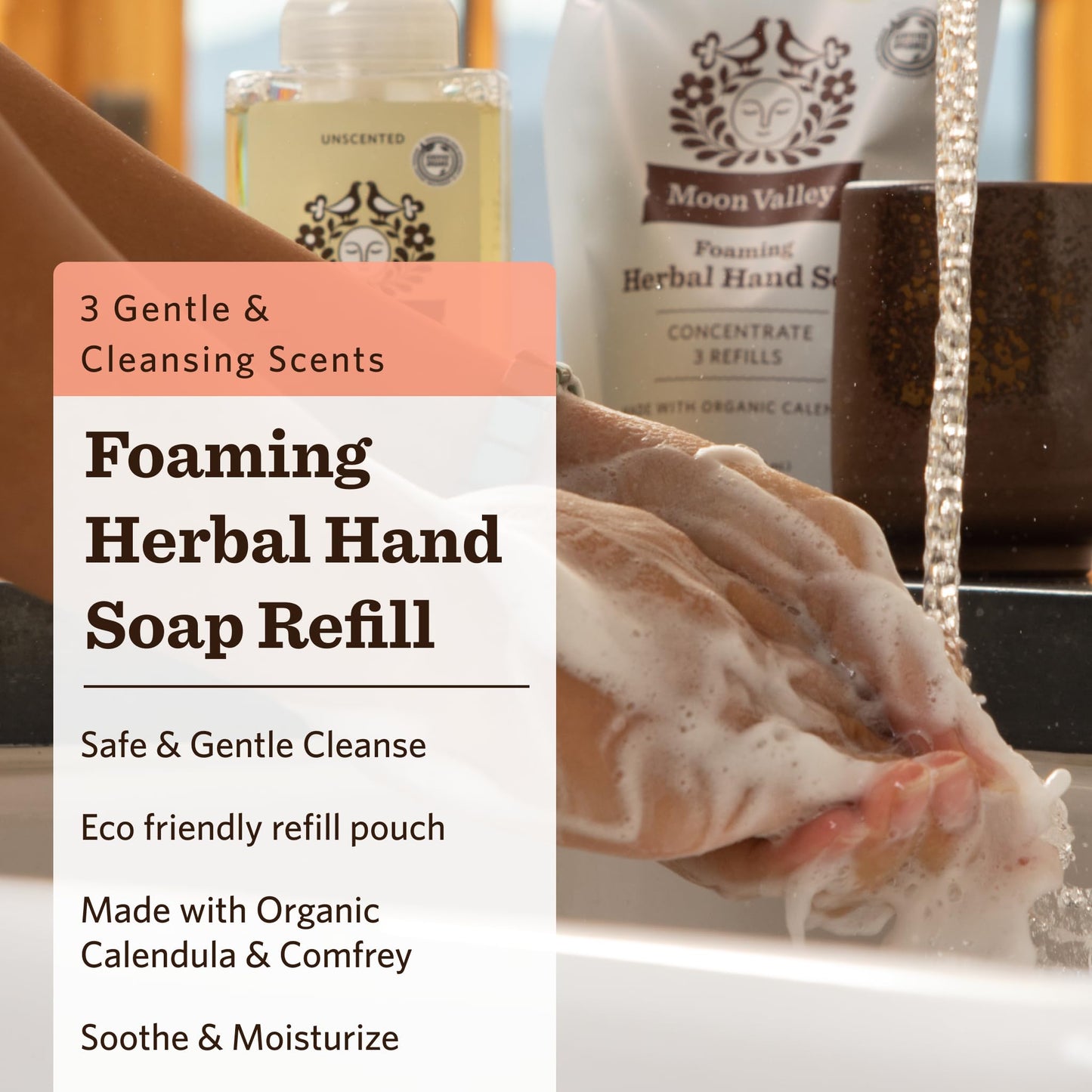 Moon Valley Foaming Hand Soap Refill Pouch, Three-Pack Lemon Rosemary, Mint Lavender, Grapefruit Soap, Vegan and Non-GMO, Environmentally Friendly Beauty & Personal Care Moon Valley Organics