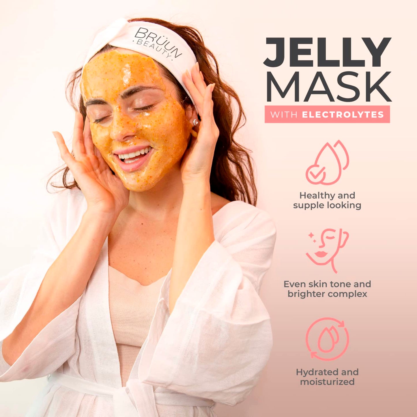 BRÜUN Jelly Mask Jar 24k Gold Mandelic AC AHA Peel-Off Face Care Rubber Mask | 23 fl oz Skin Care Moisturizing Gel Mask Jar Spa Set Beauty & Personal Care BRÜUN