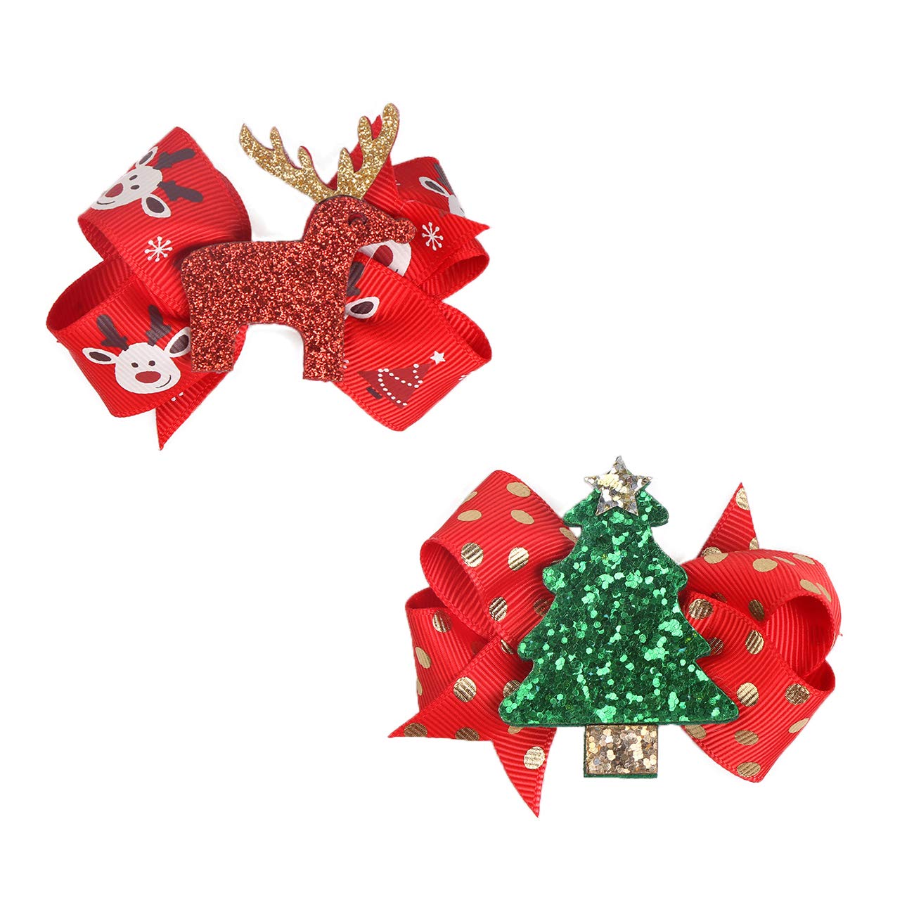 5 Pcs Christmas Sequins Alligator Clips Girls Hair Clips Bows Barrettes Hair Accessories,Include Santa,Christmas Tree and Cap, Elk Styles Beauty & Personal Care BPNHNA