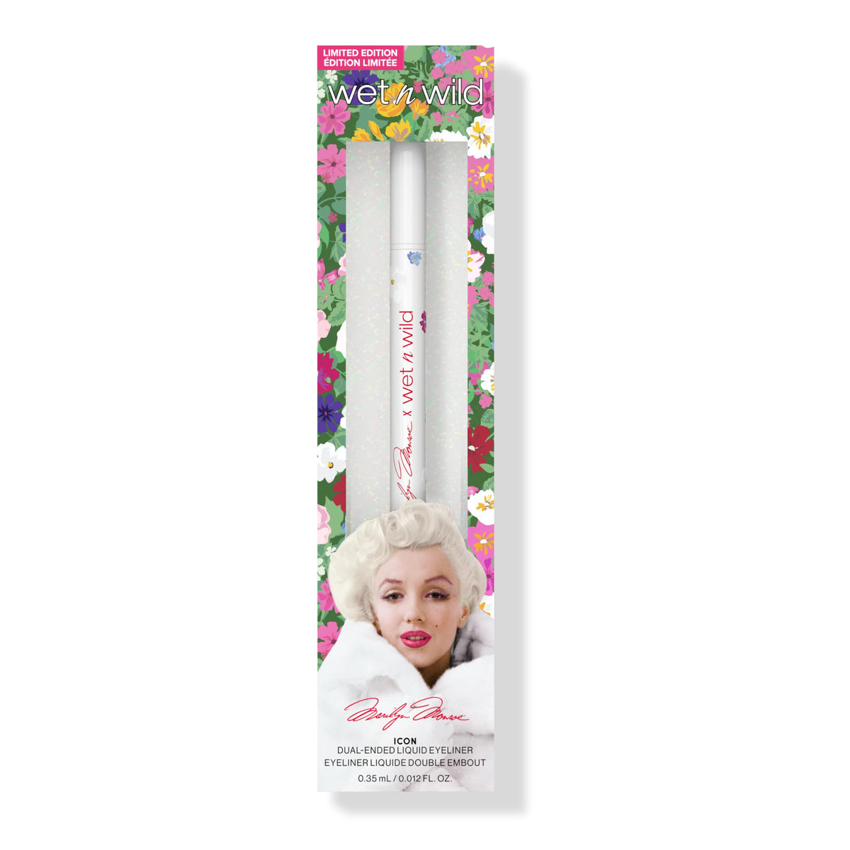 wet n wild Marilyn Monroe Collection Icon Dual-Ended Liquid Eyeliner, Intense Black Pigment with Precision Brush & Bold Felt Tips, Glossy Finish