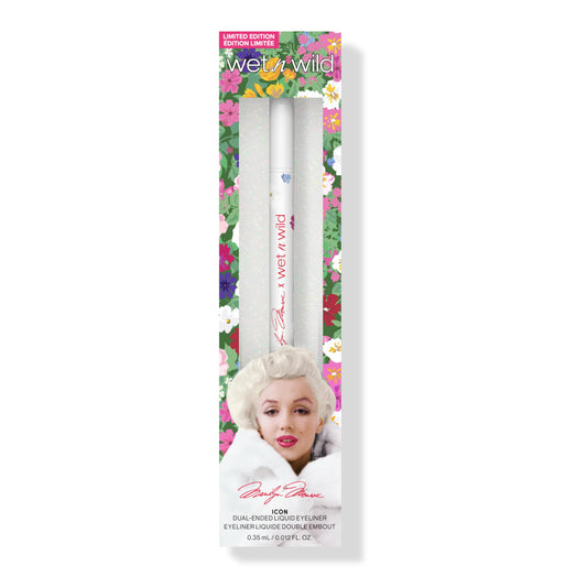 wet n wild Marilyn Monroe Collection Icon Dual-Ended Liquid Eyeliner, Intense Black Pigment with Precision Brush & Bold Felt Tips, Glossy Finish