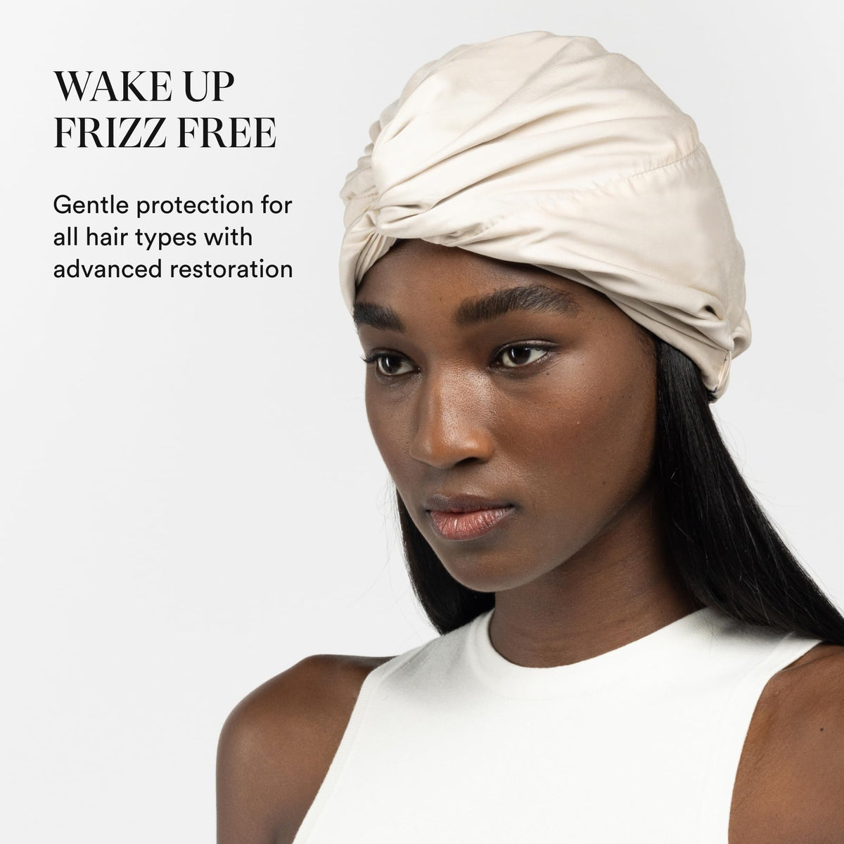 Mulberry Silk Sleep Bonnet by Clementine Essentials, Wrap Style Champagne