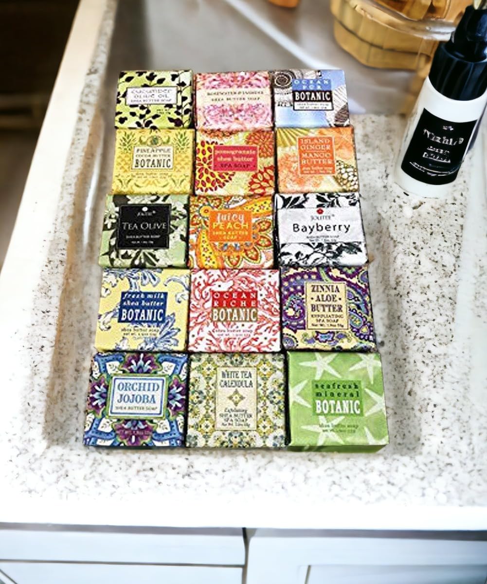 Jolitee French Milled Soap Set: 15 Botanical Scents, Essential Oils & Shea Butter, Natural Extracts, 15-Pack Mini Soaps Beauty & Personal Care Jolitee