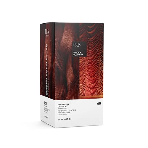 IGK Permanent Hair Dye Color Kit | 6R Smoky Scarlet - Intense Auburn | 100% Gray Color Coverage + Strengthen + Shine | Ammonia Free Beauty & Personal Care IGK