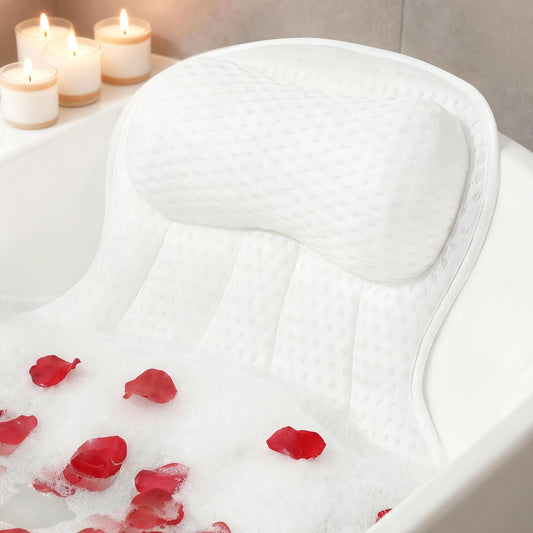 AmazeFan Luxury Bath Pillow,Ergonomic Bathtub Spa Pillow with 4D Air Mesh Technology and 6 Suction Cups,Helps Support Head,Back and Neck,Fits All Beauty and Personal Care AmazeFan