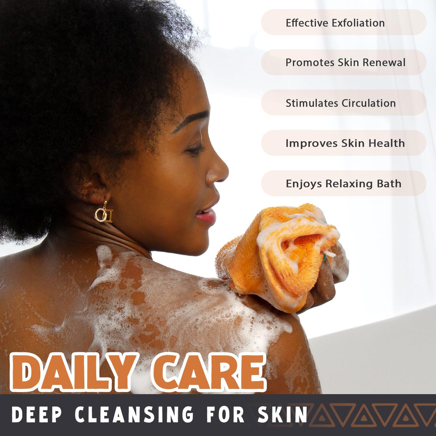 African Net Sponge Authentic - African Exfoliating Net Sponge Real African Wash Cloth - African Bath Sponge Loofah with Knots Exfoliator Net - Skin Beauty and Personal Care Hrsqu