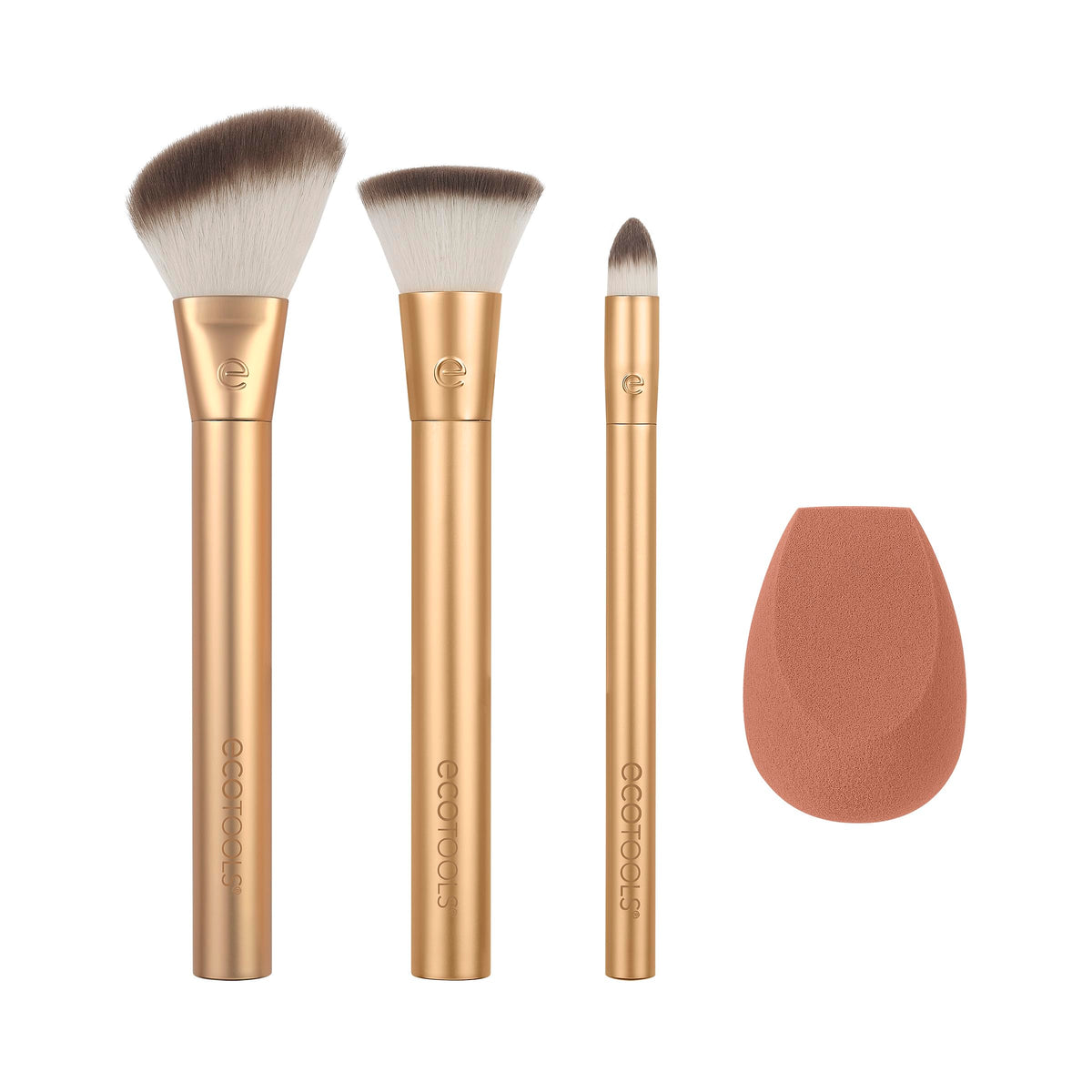EcoTools Precious Metals Face Blend & Sculpt Makeup Brush Set, 4-Piece
