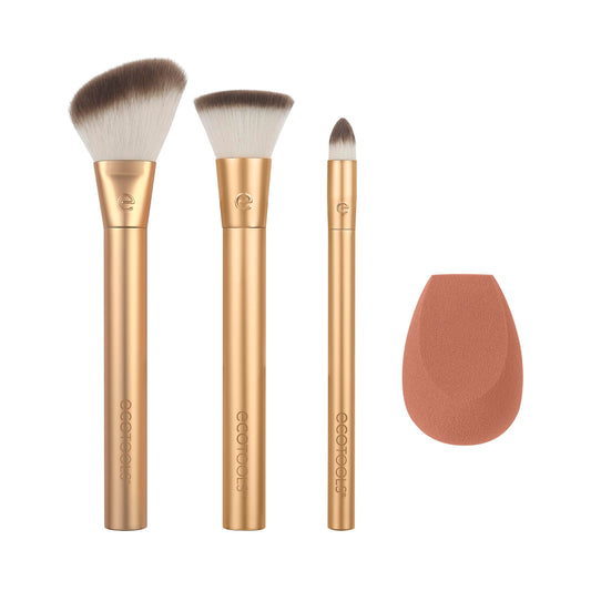 EcoTools Precious Metals Face Blend & Sculpt Makeup Brush Set, 4-Piece