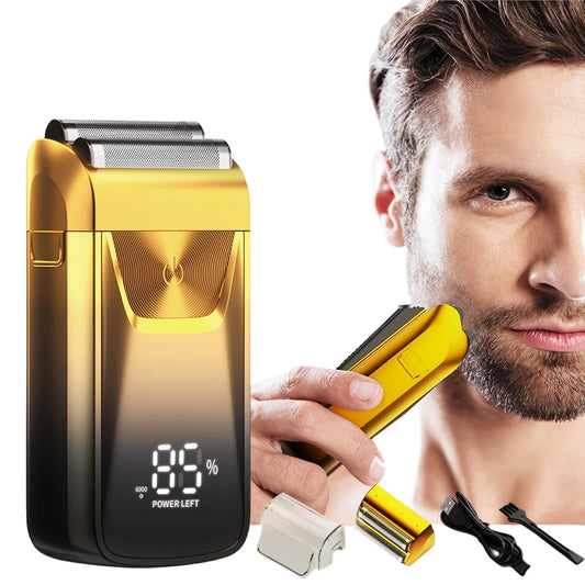 Electric Foil Shaver for Men,Wet Dry Mens Barber Shaver & Trimmer 2 in 1,Professional USB Cordless Rechargeable Razor for Men,LCD Display,Twin Beauty and Personal Care Beleda
