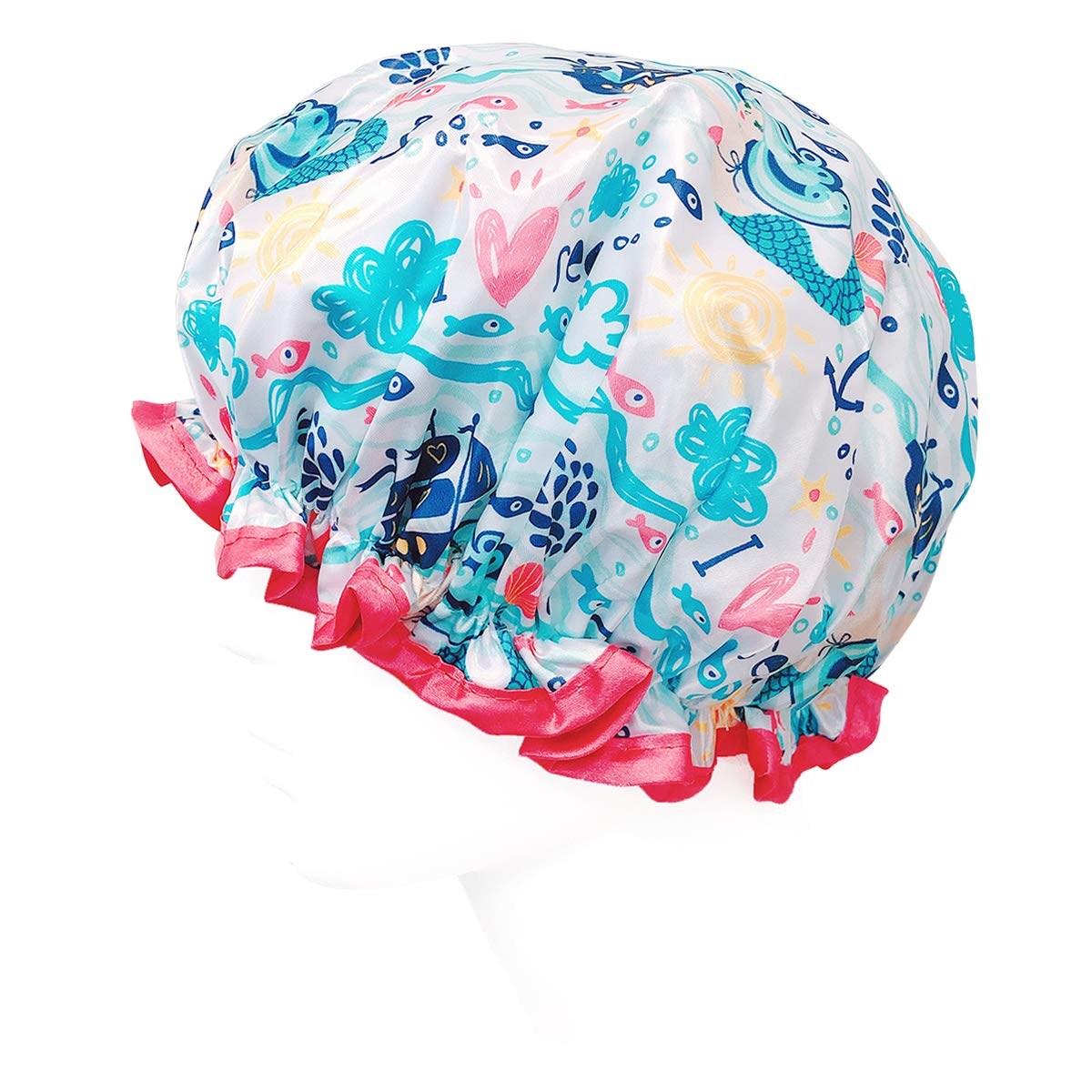 Wrapables® Stylish Double Layer Waterproof Shower Caps (Set of 4), Llamas & Ocean Fun Beauty and Personal Care Wrapables