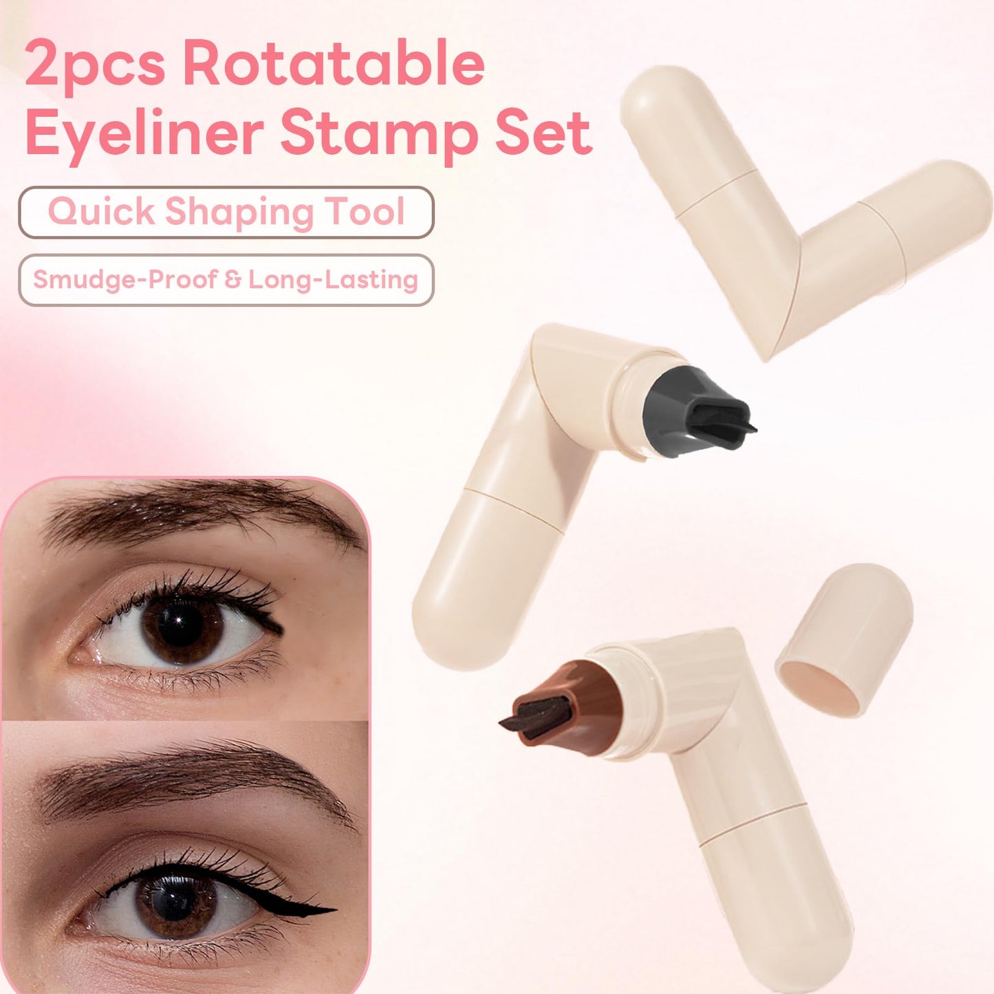 2pcs Rotatable Eyeliner Stamp Set - Quick Shaping Tool with Left/Right Eye Marked, Smudge-Proof & Long-Lasting, Ready to Use, Flawless Winged… Beauty & Personal Care Eagyrosi