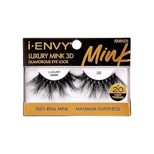i-ENVY Luxury Mink Collection False Eyelashes 100% Real Mink Glamorous Eye Look Lashes Maximum Fluffiness 3D Multi-Curl Angle (1 Pack) Beauty & Personal Care i•ENVY