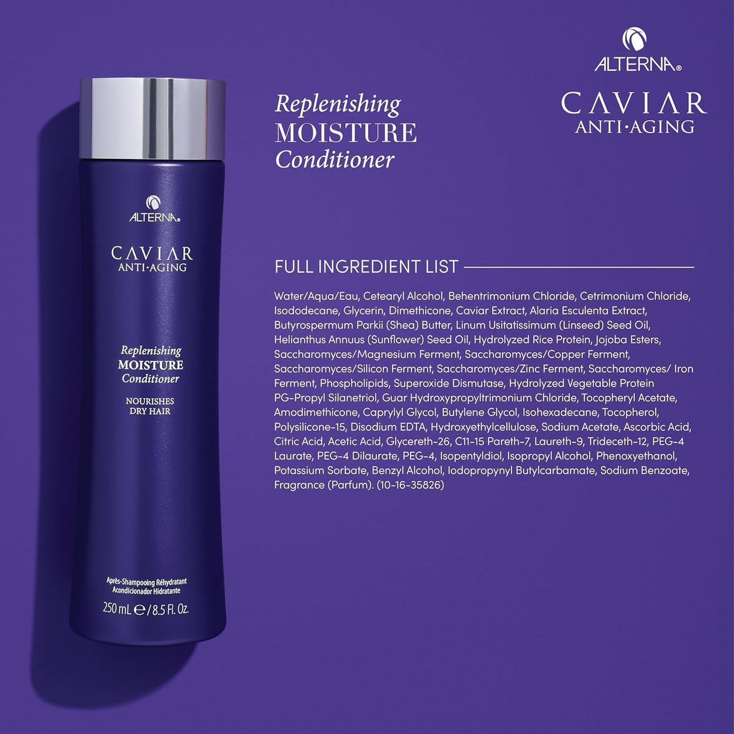 Alterna Caviar Anti-Aging Replenishing Moisture Shampoo and Conditioner Set, For Dry, Brittle Hair, Protects, Restores and Hydrates, Sulfate Free Beauty & Personal Care Alterna