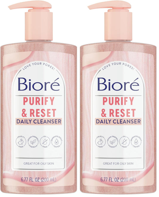 Bioré Rose Quartz + Charcoal Daily Purifying Cleanser,Oil Free Facial Cleanser Energizes Skin,Dermatologist Tested and Cruelty Free,6.77 oz,(Pack Beauty and Personal Care Bioré Default Title