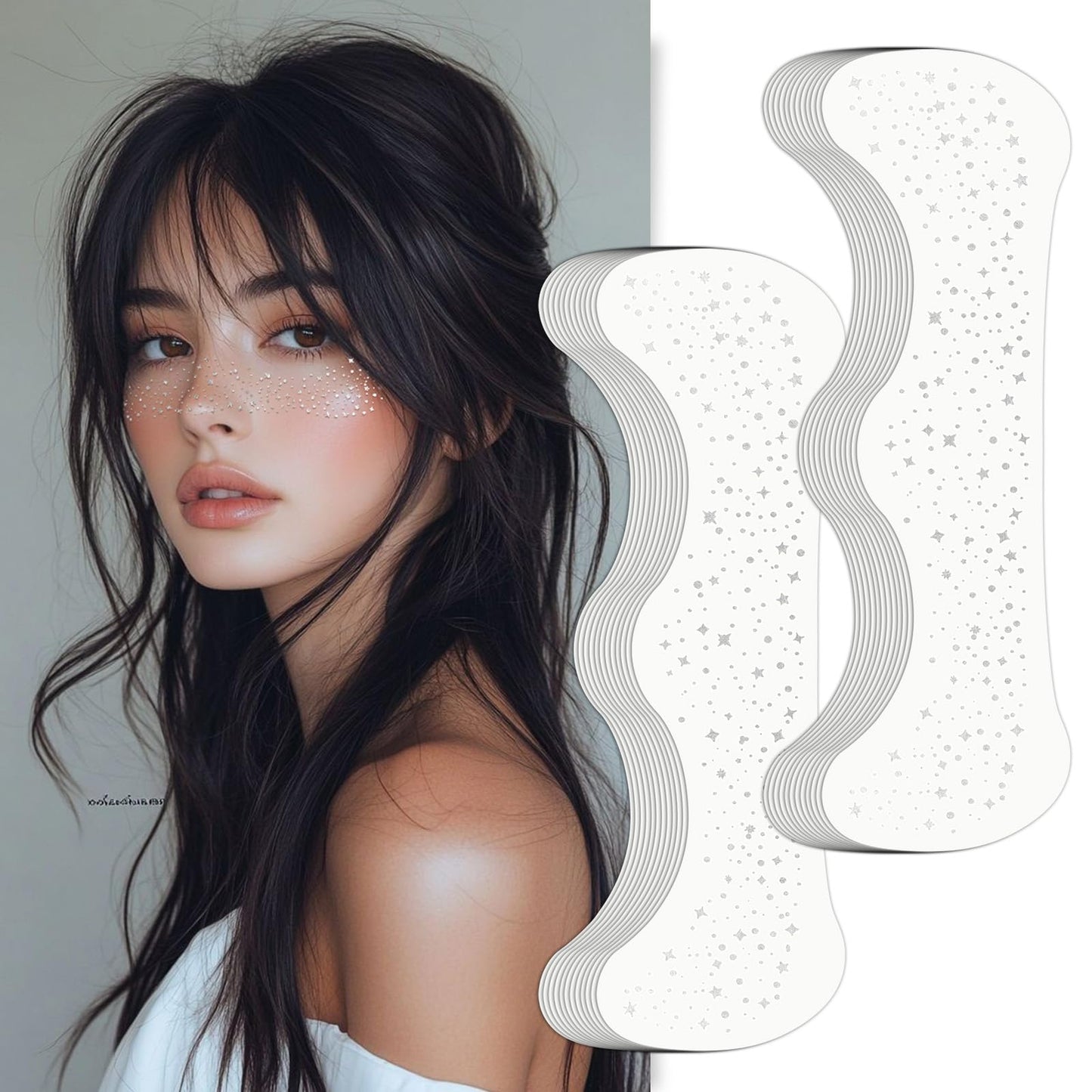 Wodelanle Glitter Freckles Face Tattoo, 24 Count Silver Face Glitter Speckles Makeup Patches, Glow Up Makeup Patches, Cute Glitter Freckles Makeup Beauty & Personal Care Wodelanle