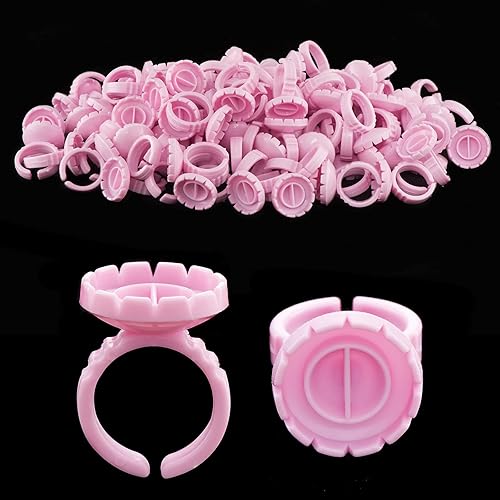 Lash Extensions Supplies,100PCS Glue Rings, Lash Glue Holder for Volume Lashes Fan, Eyelash Ring Cup for Eyelash Extension Supplies Beauty & Personal Care Beauty Junko Pro