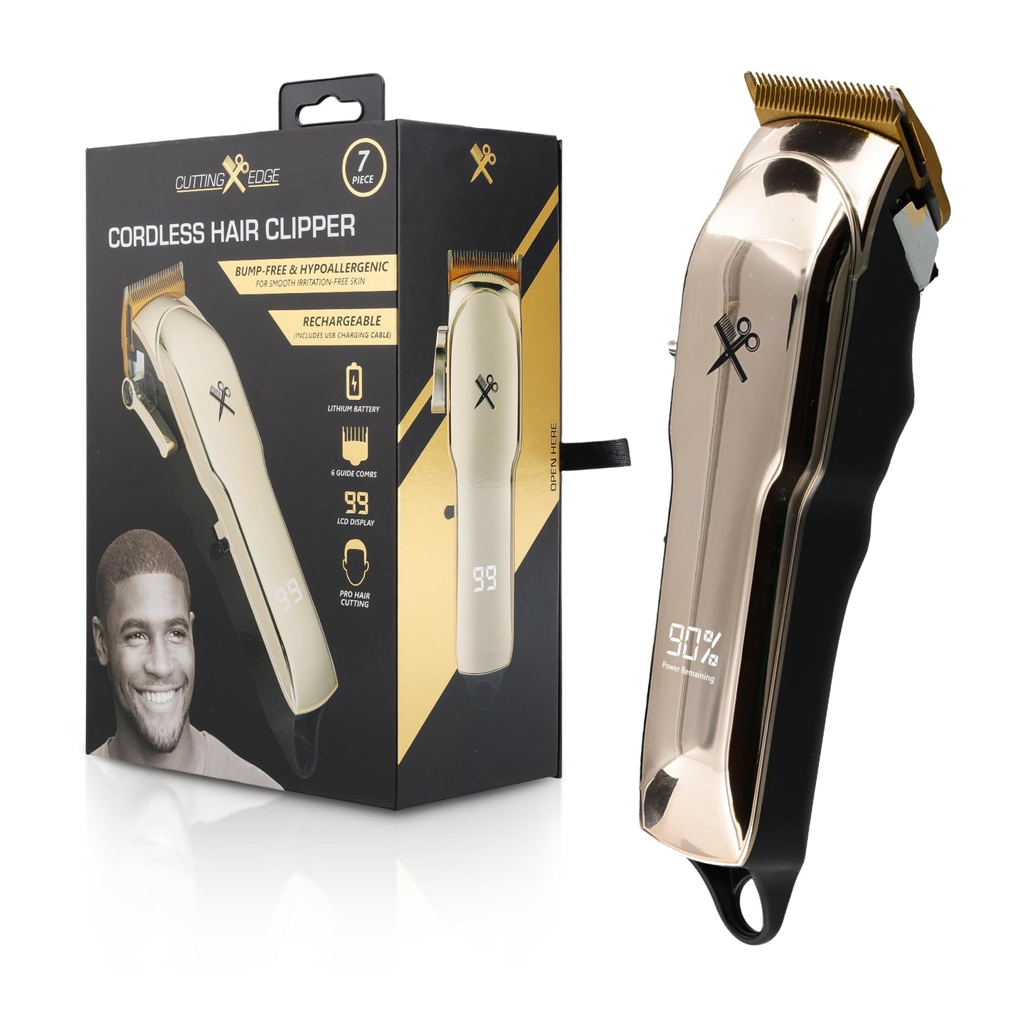 Cutting Edge Hair Clippers, Cordless Rechargeable Hair Clipper for Men & Women, Adjustable Taper, 6 Guide Combs, Hypoallergenic & Heat-Resistant Beauty and Personal Care Cutting Edge