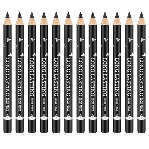 Go Ho 12 PCS Black Eyebrow Eyeliner Pencils,Sweatproof Eyebrow Pencil,Long-lasting Nice Color Eye Brow Gel Pen Makeup Brow Tint Sticks?Black? Beauty & Personal Care Go Ho
