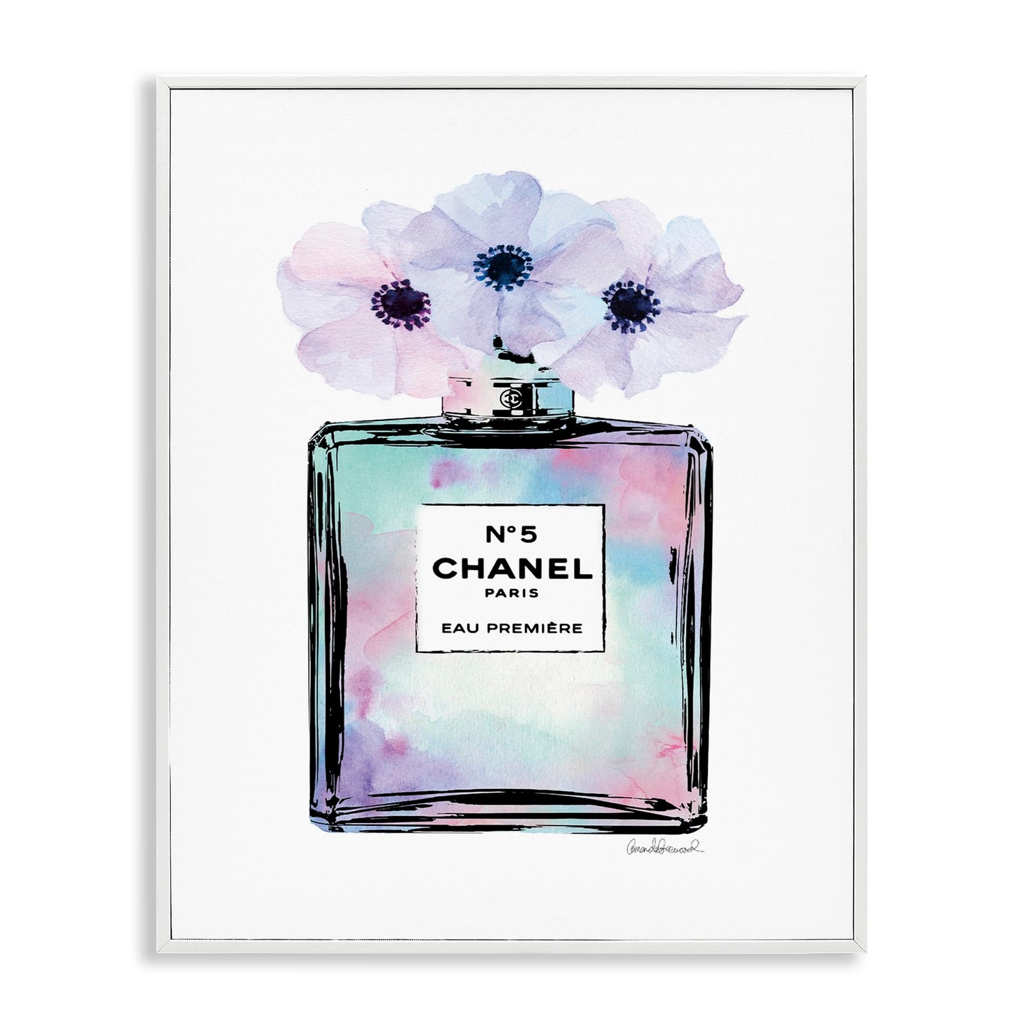 Stupell Industries Purple Flower Perfume Glam Fashion, Design by Amanda Greenwood White Framed Wall Art, 11 x 14, Blue,aa-536_wfr_11x14 Beauty & Personal Care Stupell Industries
