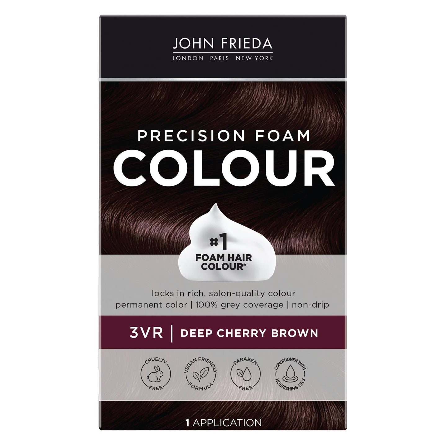 John Frieda Precision Foam Colour, Deep Cherry Brown 3VR, Full-coverage Hair Color Kit, Anti-Fade Gray Coverage, Deep Color Saturation Hair Dye, 1 Beauty & Personal Care John Frieda
