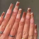 BABALAL Square Press on Nails - Long, Brown Acrylic, Ombre, Glossy Artificial Nails - Squoval Shape, for Women and Girls Beauty & Personal Care BABALAL