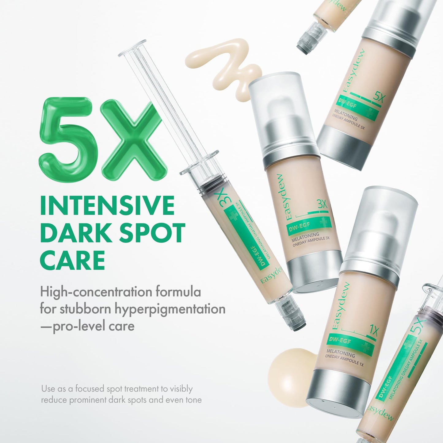 Easydew DW-EGF Melatoning Ampoule 5X - Hydrating Dark Spot Serum with Niacinamide & Glutathione for Uneven Skin - Fast Absorbing Day & Night Ampoule Beauty and Personal Care EASYDEW