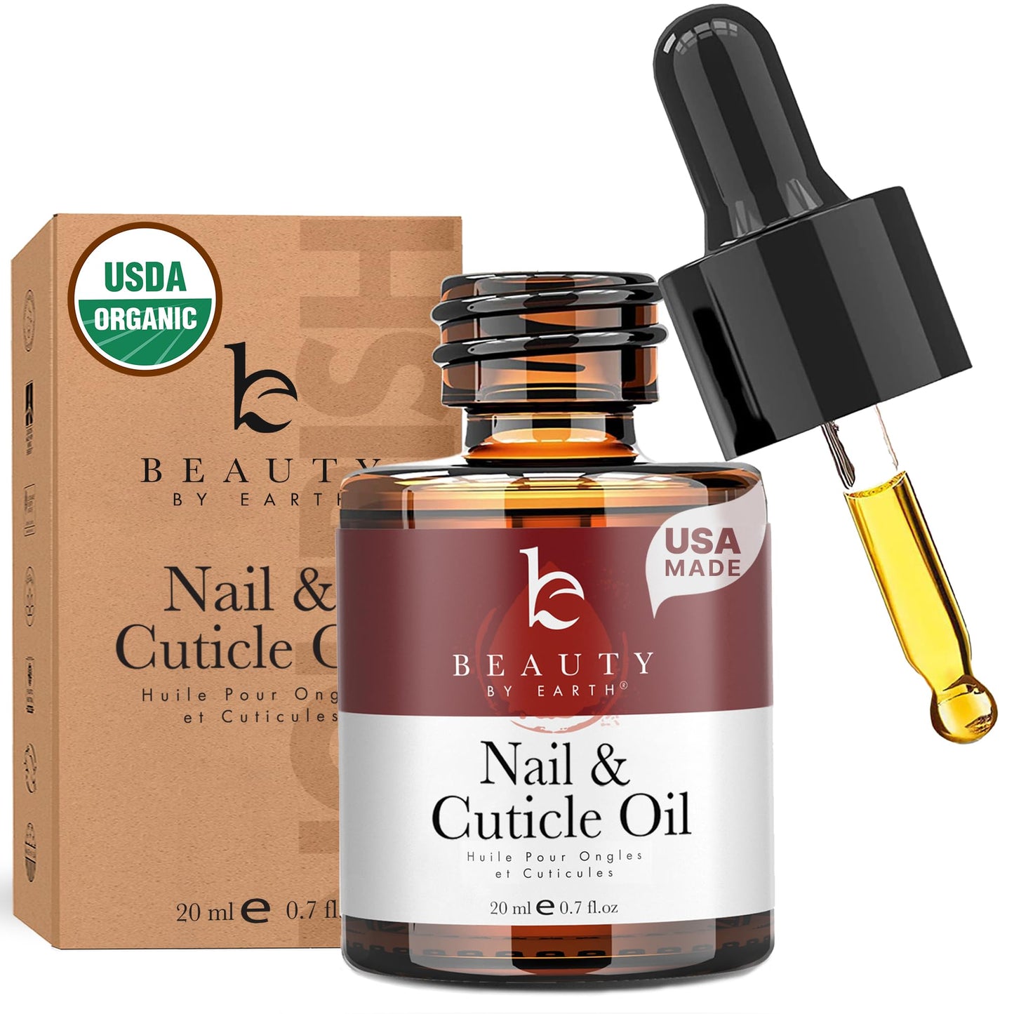 Organic Nail and Cuticle Oil - USA Made Nail Oil for Growth & Strength with Jojoba and Vitamin E, Repair for Damaged Nails & Cuticle Softener made Beauty & Personal Care Beauty by Earth
