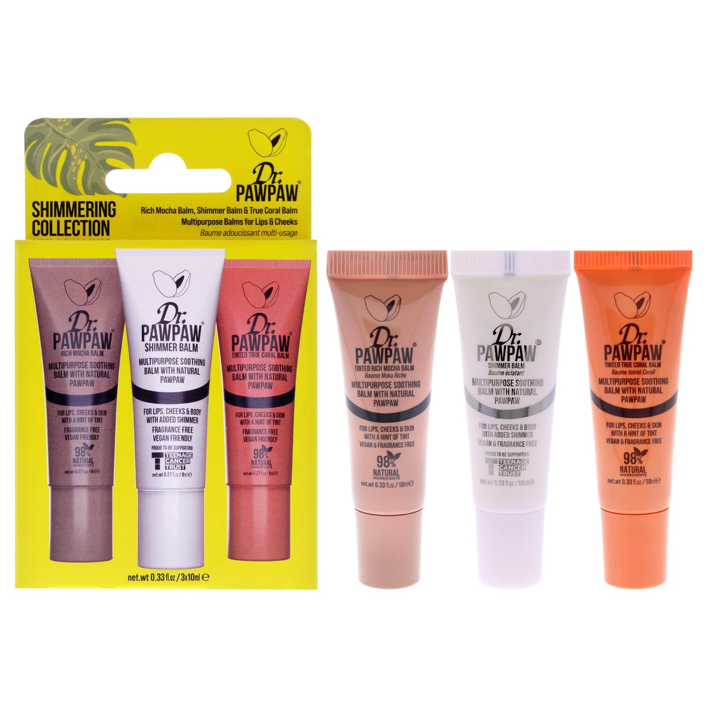 Dr.PAWPAW Shimmering Trio Gift Set: Shimmer,True Coral,Rich Mocha Multi-Purpose Natural No Fragrance Balm for Hydrating Lips, Skin, Hair, Cuticles Beauty and Personal Care Dr. PAWPAW ORIGINAL BALM
